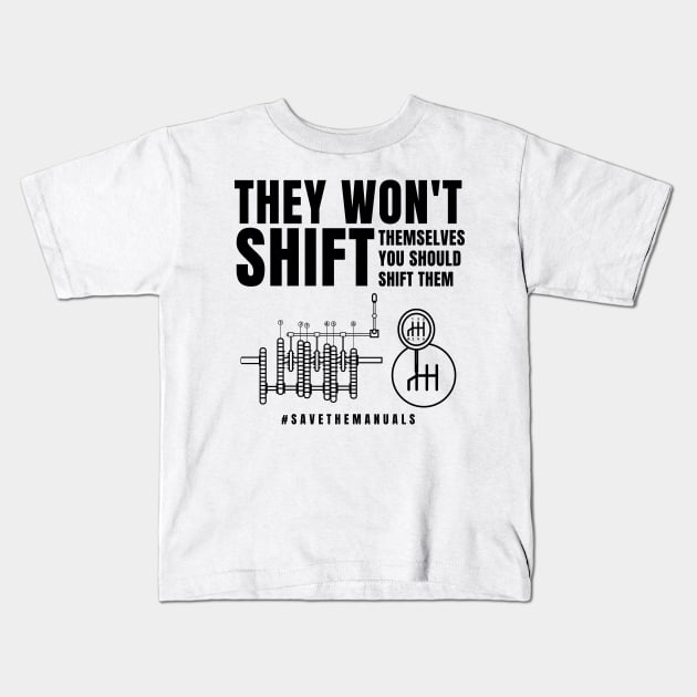 Save the manuals Kids T-Shirt by MOTOSHIFT